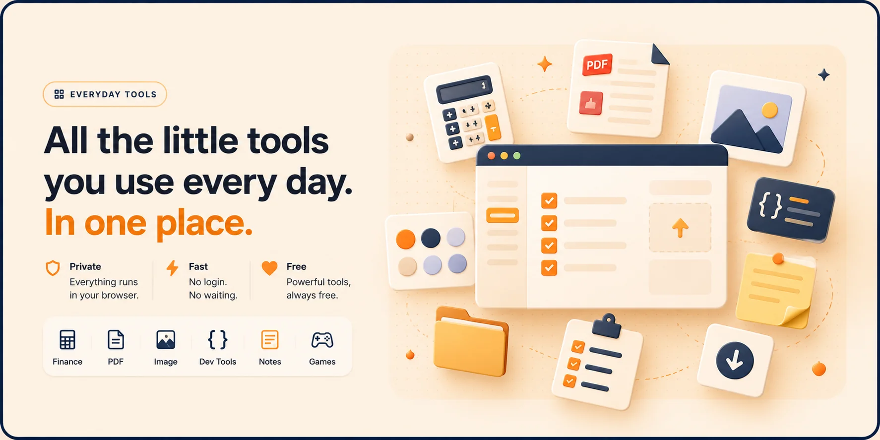 Everyday tools — image, PDF, text and note utilities